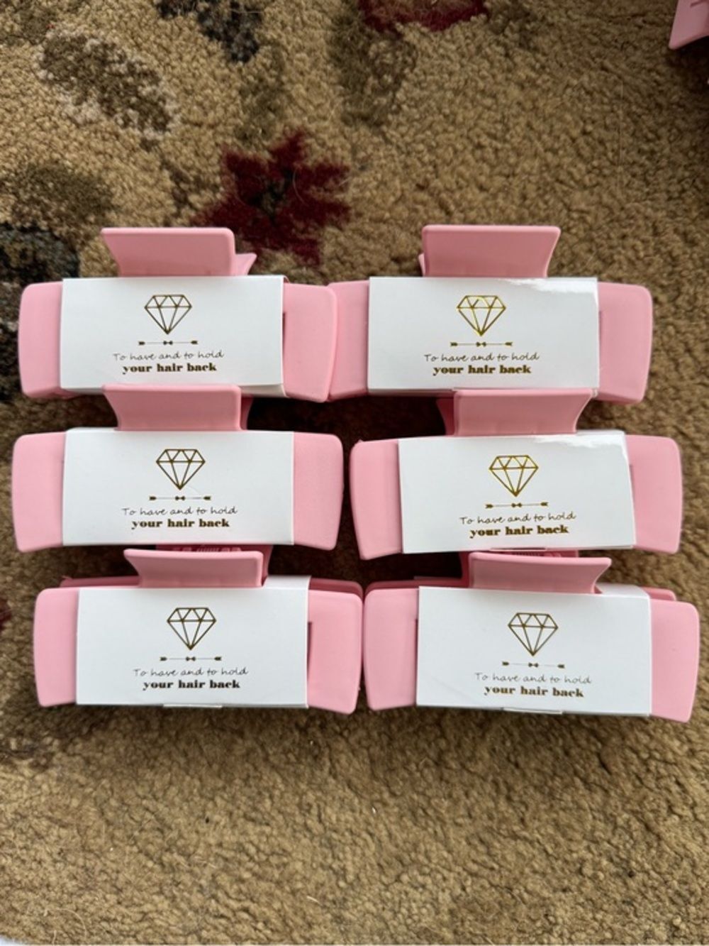Set of 6 Pink hair claw clips